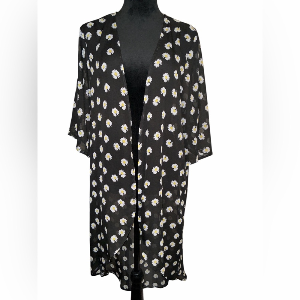 Soul Young Sheer Daisy Kimono, Size Oversized Large
